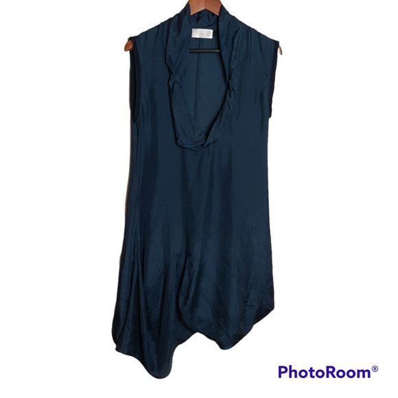Robyn Black Navy Silk Boho Dress - Size 8 - Picture 1 of 4